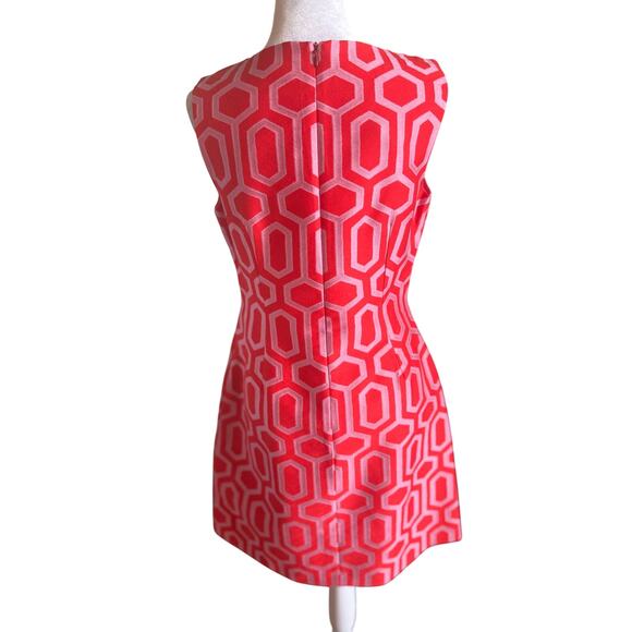 Leslie Evers Orange Pink Geometric Sheath Dress Small S EUC - Picture 4 of 8
